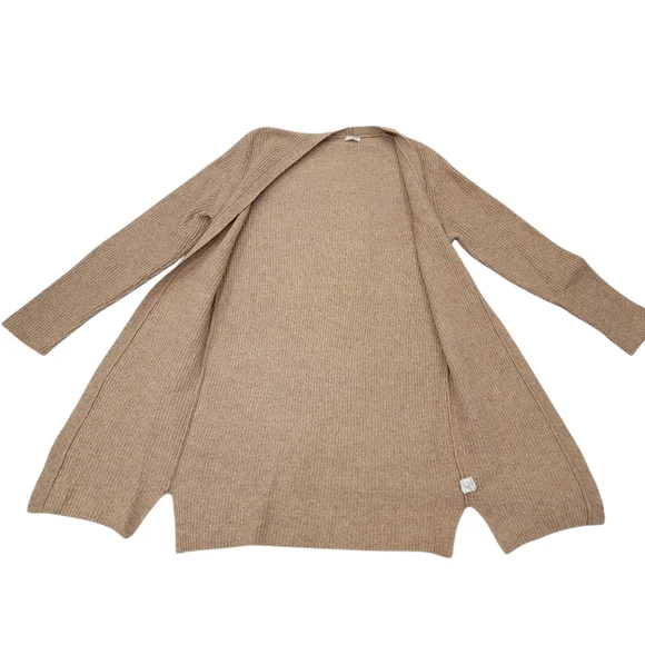 J.Crew Ribbed Knit Open Front Cardigan Sweater Tan Lambswool Neutral Women's S/M - Picture 5 of 15